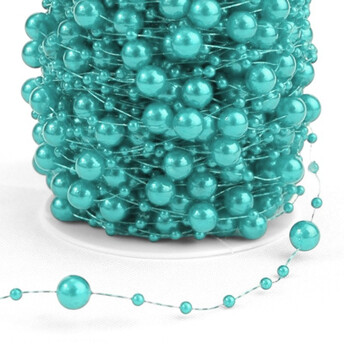 Гирлянда из бусин на леске размер 8/3 мм 1 м Бирюзовый