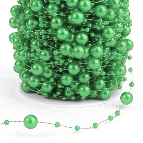 Гирлянда из бусин на леске размер 8/3 мм 1 м Зеленый