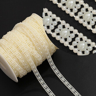 Полубусины на нитке Декоративная лента 10 мм 1 м Кремово-белый Krem_АА007