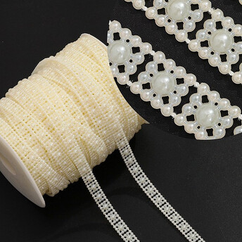 Полубусины на нитке Декоративная лента 10 мм 1 м Кремово-белый Krem_АА007