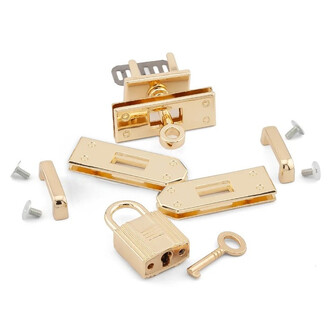 Замок для сумки Эрмес комплект 7 деталей 35х46х47 мм Золото