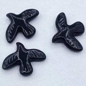 Бусина керамическая птица Горлица 42х34 мм 1 шт. Черный