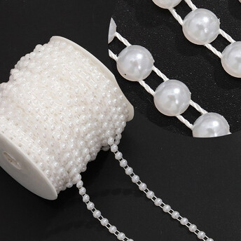 Полубусины на нитке 4 мм 1 м Белый Beyaz_АА079