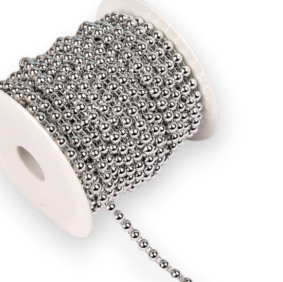 Полубусины на нитке 4 мм 1 м Серебро Silver_АА079