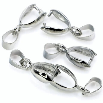 Держатель для кулона с петлей 10 шт. 14х6 мм Платина