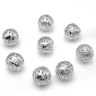 Бусина перфорированная 8 мм +-50 шт. Платина