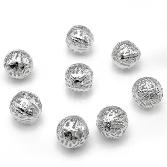 Бусина перфорированная 8 мм +-50 шт. Платина