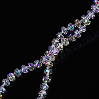 Бусины Хрусталь рондель с бисером 5х8 мм и 2х4 мм 58 см (по +-80 шт.) Сиренево-серый