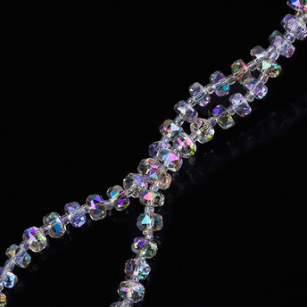 Бусины Хрусталь рондель с бисером 5х8 мм и 2х4 мм 58 см (по +-80 шт.) Сиренево-серый