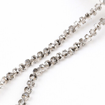 Бусины Хрусталь рондель с бисером 5х8 мм и 2х4 мм 58 см (по +-80 шт.) Серо-серебристый