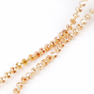 Бусины Хрусталь рондель с бисером 5х8 мм и 2х4 мм 58 см (по +-80 шт.) Золотистый