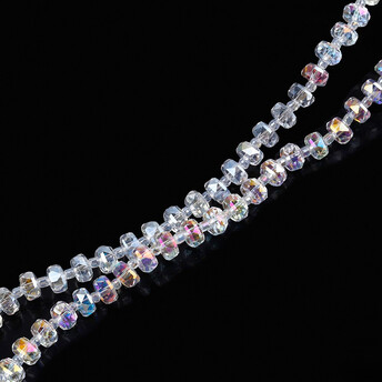 Бусины Хрусталь рондель с бисером 5х8 мм и 2х4 мм 58 см (по +-80 шт.) АВ+