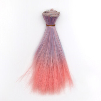 Волосы для кукол Омбре прямые 15 см 1 шт. Лавандово-розовый (№ 6)