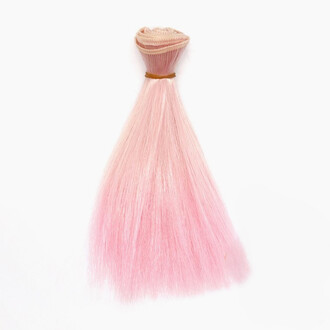 Волосы для кукол Омбре прямые 25 см 1 шт. Пудрово-розовый (№ 11)
