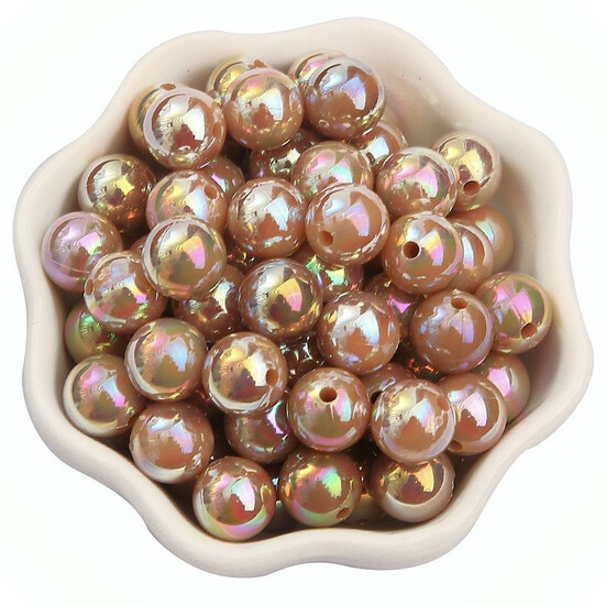 Бусины Радужные акриловые 6 мм Ø 1,4 мм +-25 г (+-240 шт.) Коричневый АВ