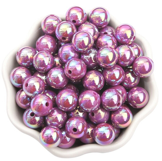 Бусины Радужные акриловые 6 мм Ø 1,4 мм +-25 г (+-240 шт.) Лиловый АВ