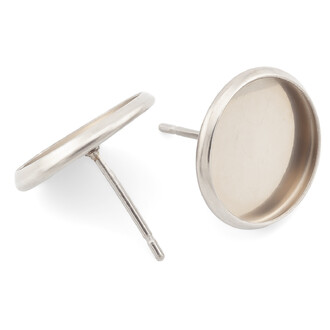 Основание для серьг Гвоздики с платформой нержавеющая сталь 12х12,5 мм Платина 5 пар