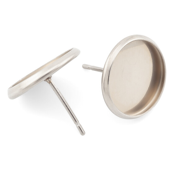 Основание для серьг Гвоздики с платформой нержавеющая сталь 12х12,5 мм Платина 5 пар