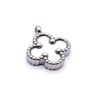 Подвеска Клевер двусторонняя основа из нержавеющей стали 14х17х3,3 мм 1 шт. Платина