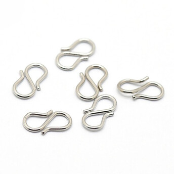 Застежка S-образная из нержавеющей стали 13х7,5х1 мм 10 шт. Платина
