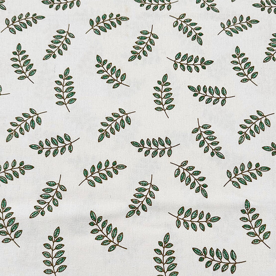 Ткань 55% лен 45% хлопок 160 г/м² 1,5 м 1 м принт Green leaves