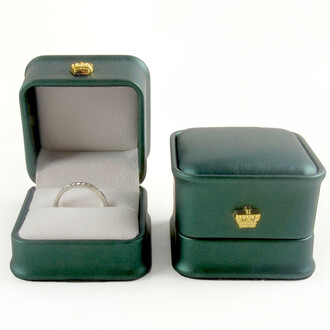 Футляр для кольца с Экокожы упаковка для украшений 6х6х5 см 1 шт. Изумрудный