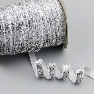 Лента бархатная с люрекса односторонняя 2 см 1 м Серебристый