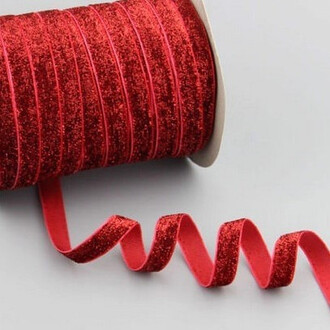 Лента бархатная с люрекса односторонняя 1 см 1 м Красный
