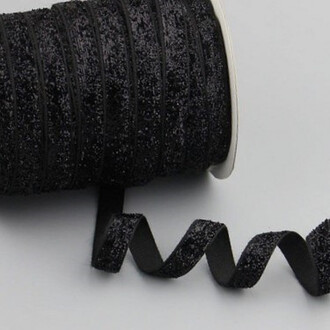 Лента бархатная с люрекса односторонняя 1 см 1 м Черный