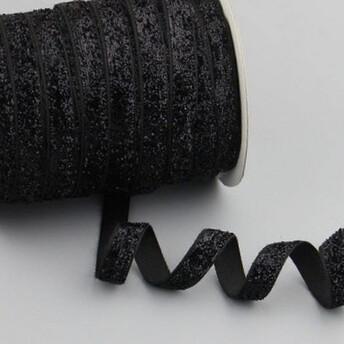 Лента бархатная с люрекса односторонняя 2 см 1 м Черный