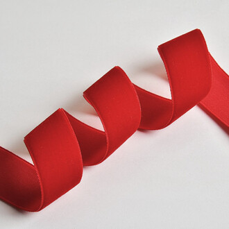 Лента бархатная односторонняя 2,5 см 1 м Красный
