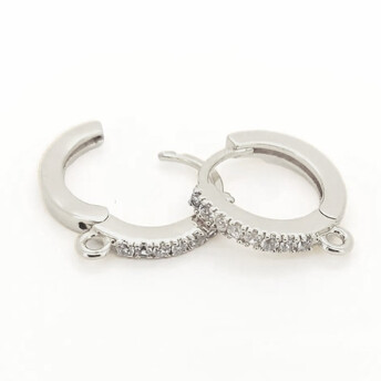 Основы для серьг кольца медные позолота 7 страз 12х1,7 мм 1 пара Белое золото