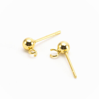 Основы для серьг Bead 4 мм медные 18К позолота 15,5х7 мм 1 пара Золото