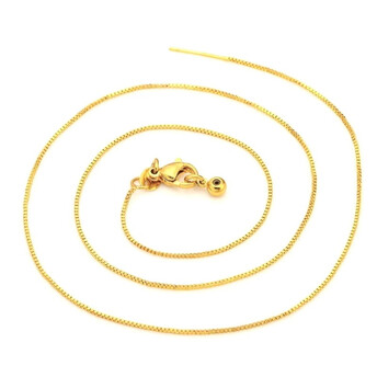 Цепочка протяжка на шею медная 0,9 мм 45 см карабин 10 мм 1 шт. Золотистый