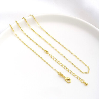 Цепочка на шею медная 18К позолота 1,3 мм 45+5 см карабин 10 мм 1 шт. Золото