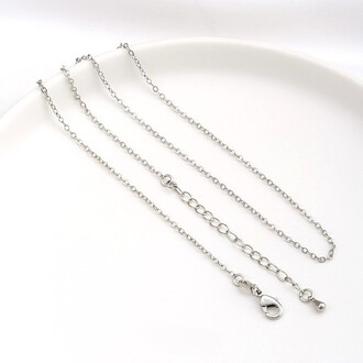 Цепочка на шею медная позолота 1,3 мм 45+5 см карабин 10 мм 1 шт. Белое золото