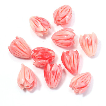 Бусины пластиковые в форме тюльпана 8,5х7,3 мм 5 шт. Коралловый