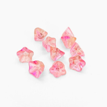 Бусины пластиковые в форме цветка 8х6 мм 10 шт. Розово-золотистый