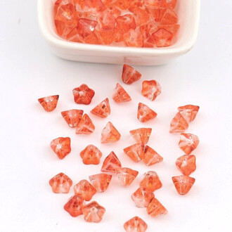 Бусины пластиковые в форме цветка 8х6 мм 10 шт. Красно-оранжевый