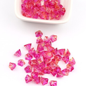 Бусины пластиковые в форме цветка 8х6 мм 10 шт. Розово-желтый