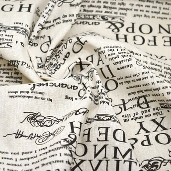 Ткань 55% лен 45% хлопок 160 г/м² 1,5 м 1 м принт Letter Magazine