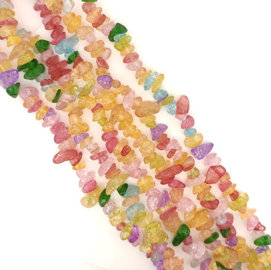 Горный хрусталь окрашенный сколы крошка из камня 5-10 мм +-80 см 1 шт.