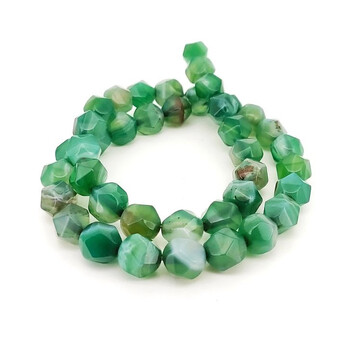 Агат зеленый тонированный бусины из камня огранка 10 мм ±35 см 37 шт.