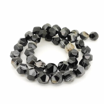 Агат черный бусины из камня огранка 10 мм +-40 см 40 шт.