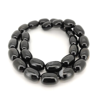 Агат черный бусины овальные из камня 14х10 мм +-40 см 28 шт.