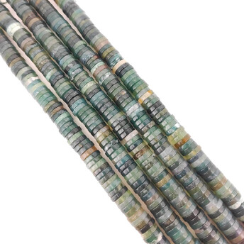 Моховой агат бусины из камня шайба 6х1,5 мм +-39 см 240 шт.