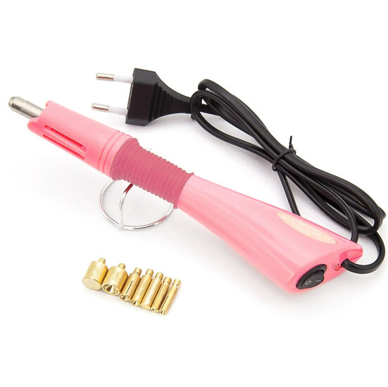 Паяльник аппликатор для страз + 7 насадок мощность 10-12W Розовый