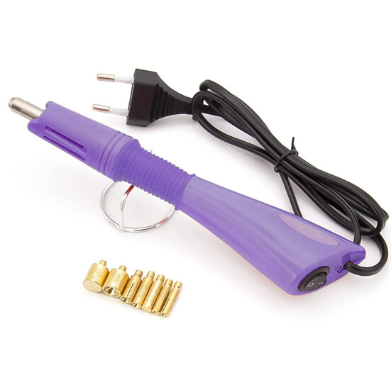 Паяльник аппликатор для страз + 7 насадок мощность 10-12W Фиолетовый