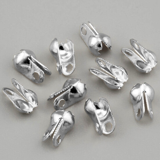 Каллоты с боковым зажимом позолота 6х3 мм Ø 2,4 мм 25 шт. Белое Золото