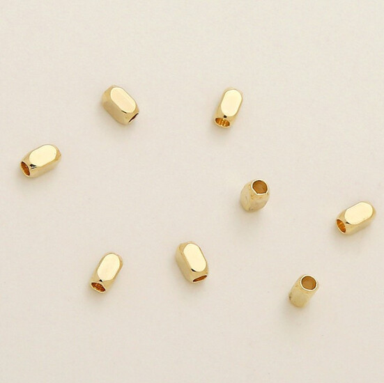 Бусина разделитель Bloc медная 14К позолота 4х2 мм Ø 1,2 мм 20 шт. Золото светлое
